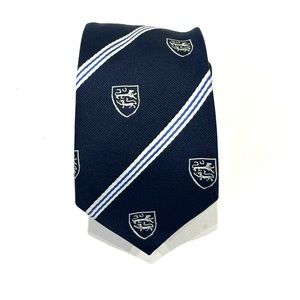 Classic Kids Tie with White Stripes and Shield Design